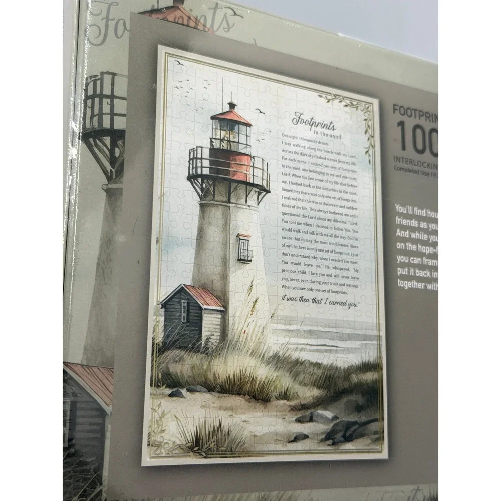Christian‎ Art Gifts Footprints in the Sand Lighthouse Puzzle 1000 Piece Multi